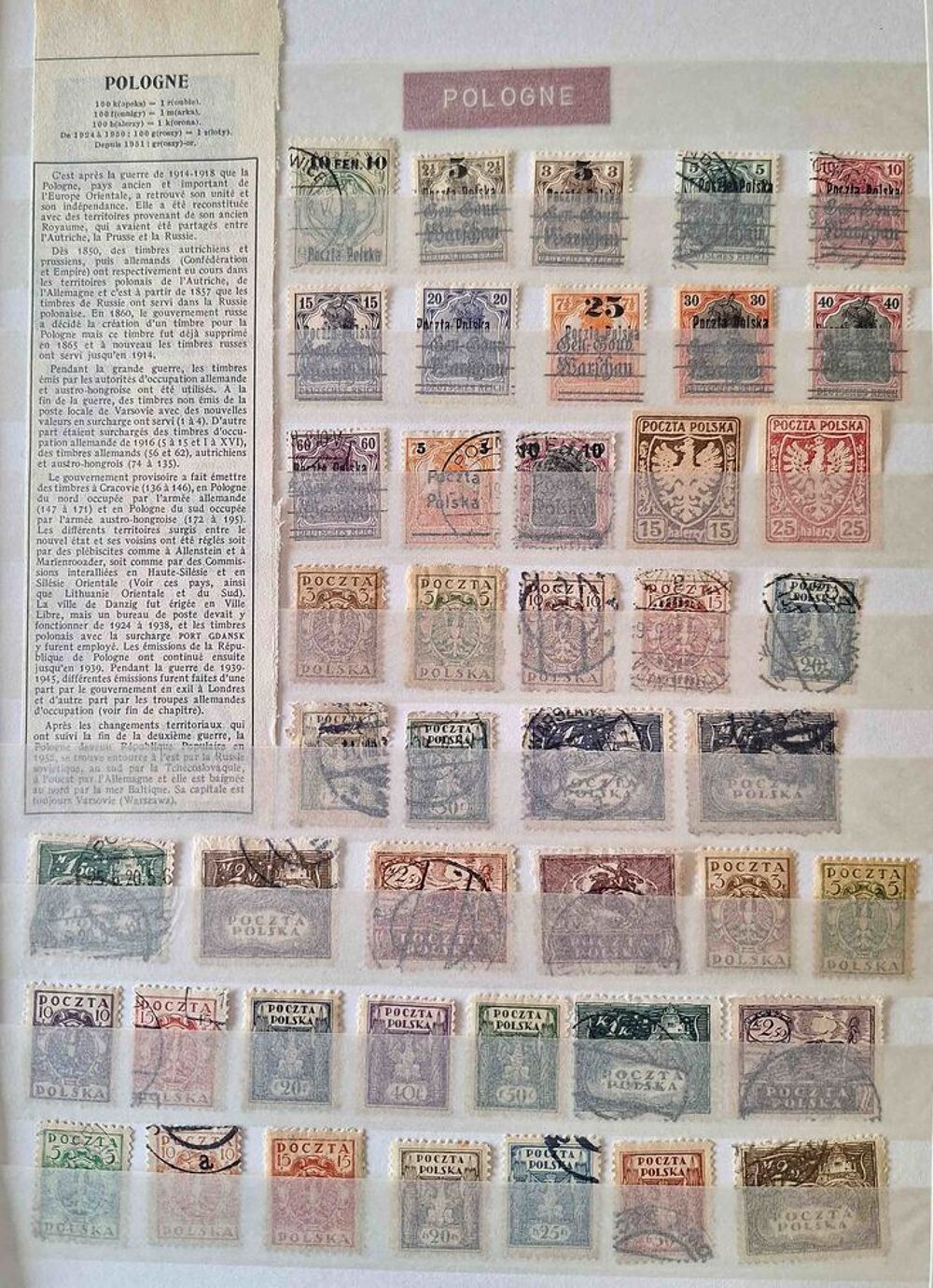 S&eacute;rie de timbres de collection de Pologne 