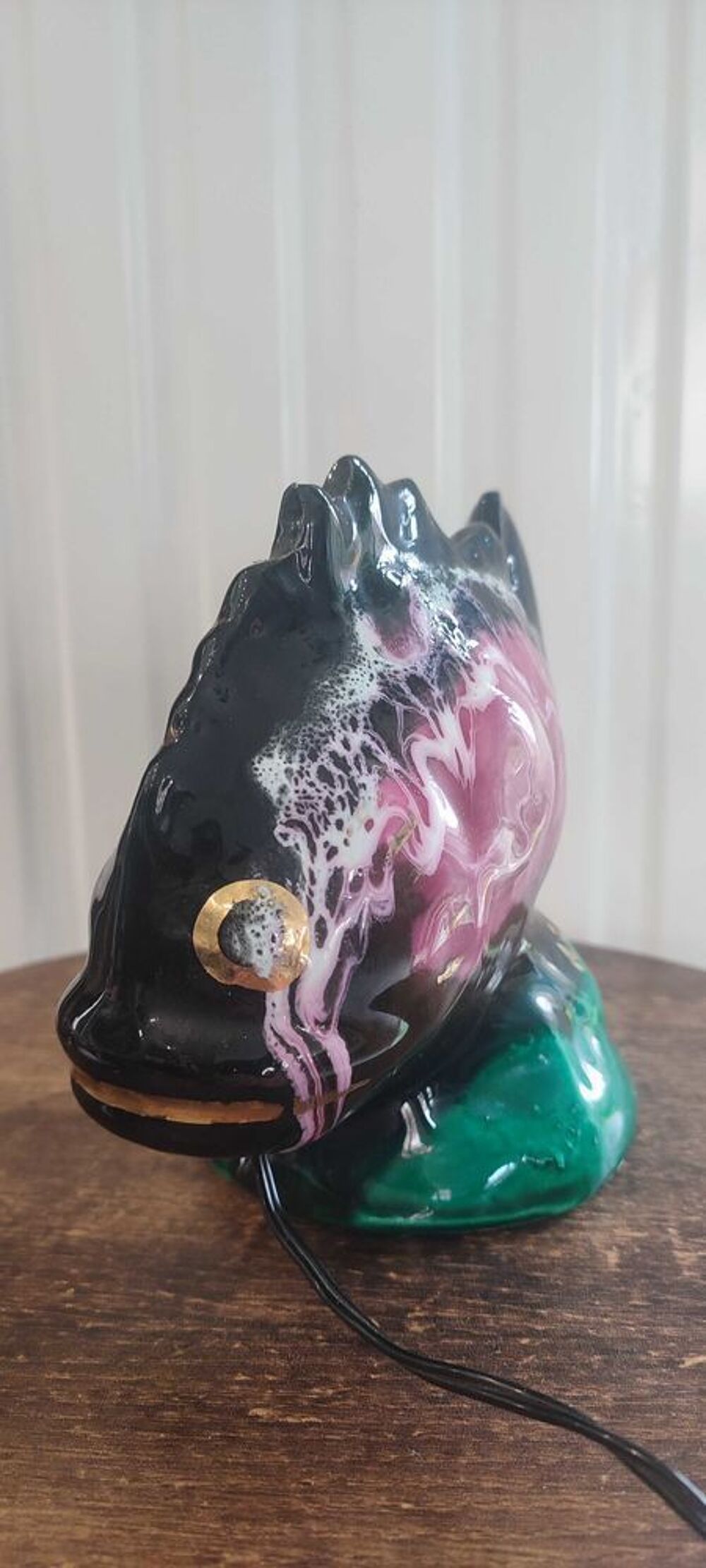Lampe poisson c&eacute;ramique Vallauris 