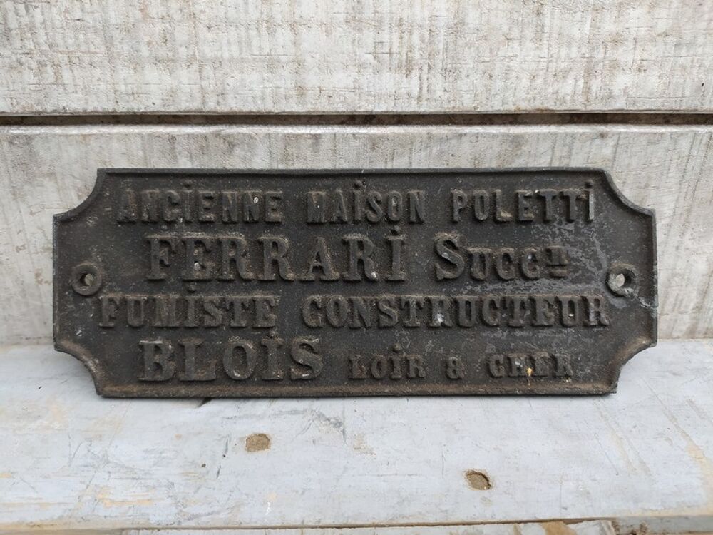Ancienne Plaque Publicitaire Fumiste Blois Maison Ferrari 