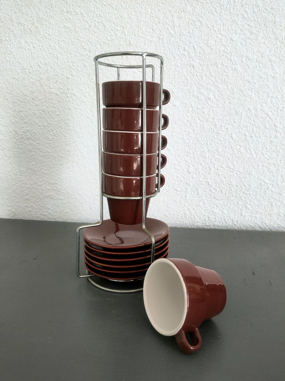 Ensemble Tasses &agrave; Caf&eacute; Empilables avec support et sous tasse Cuisine