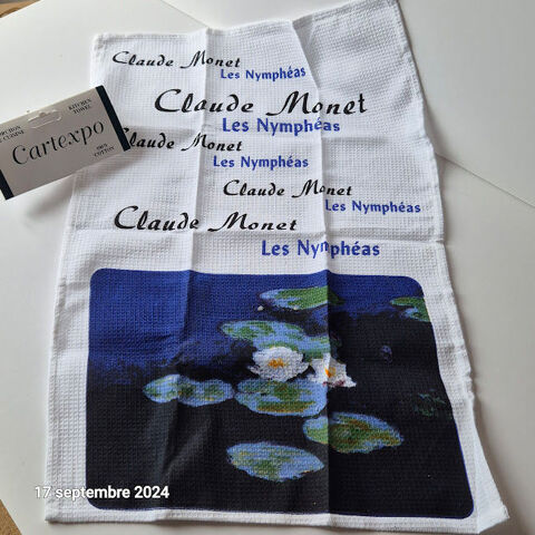 Torchon nid d'abeille Claude Monet  NYMPHEAS  n� 1 8 Saumur (49)