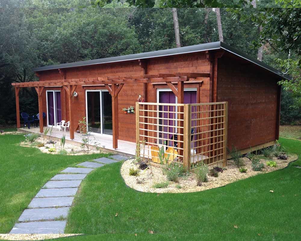 Chalet de Jardin en 80 mm ! 57 m&sup2; Int&eacute;rieur Jardin