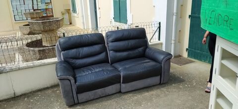 CANAP EN CROTE DE CUIR NOIR ET DAIN GRIS 300 Tourette-du-Chteau (06)