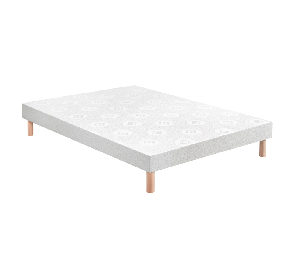 Sommier tapisser blanc renforc&eacute; avec pieds neufs 30cm comme Meubles