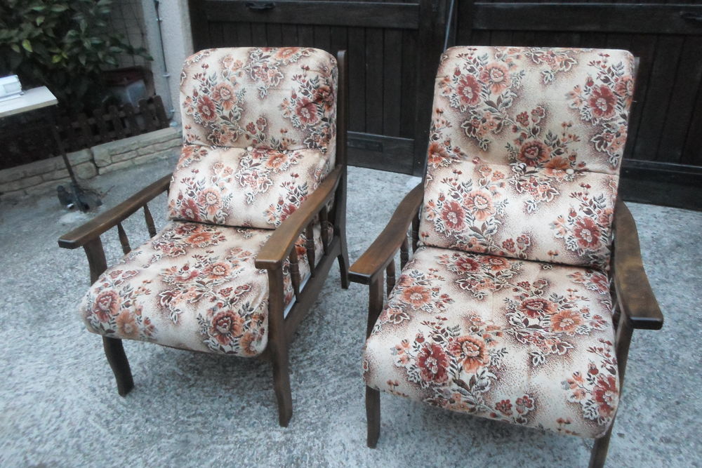 lot de 2 fauteuils armature bois velours Meubles