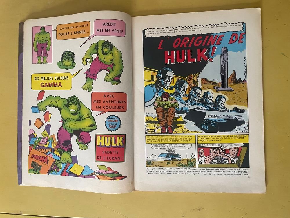 BD EO 1980 HULK fait &eacute;chec au cam&eacute;l&eacute;on Artima Color MARVEL Livres et BD