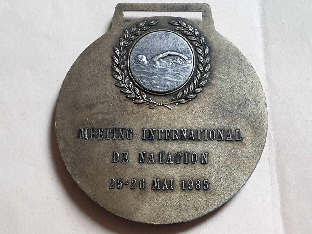 M&eacute;daille bronze stade de natation Louis II Monaco 1985 