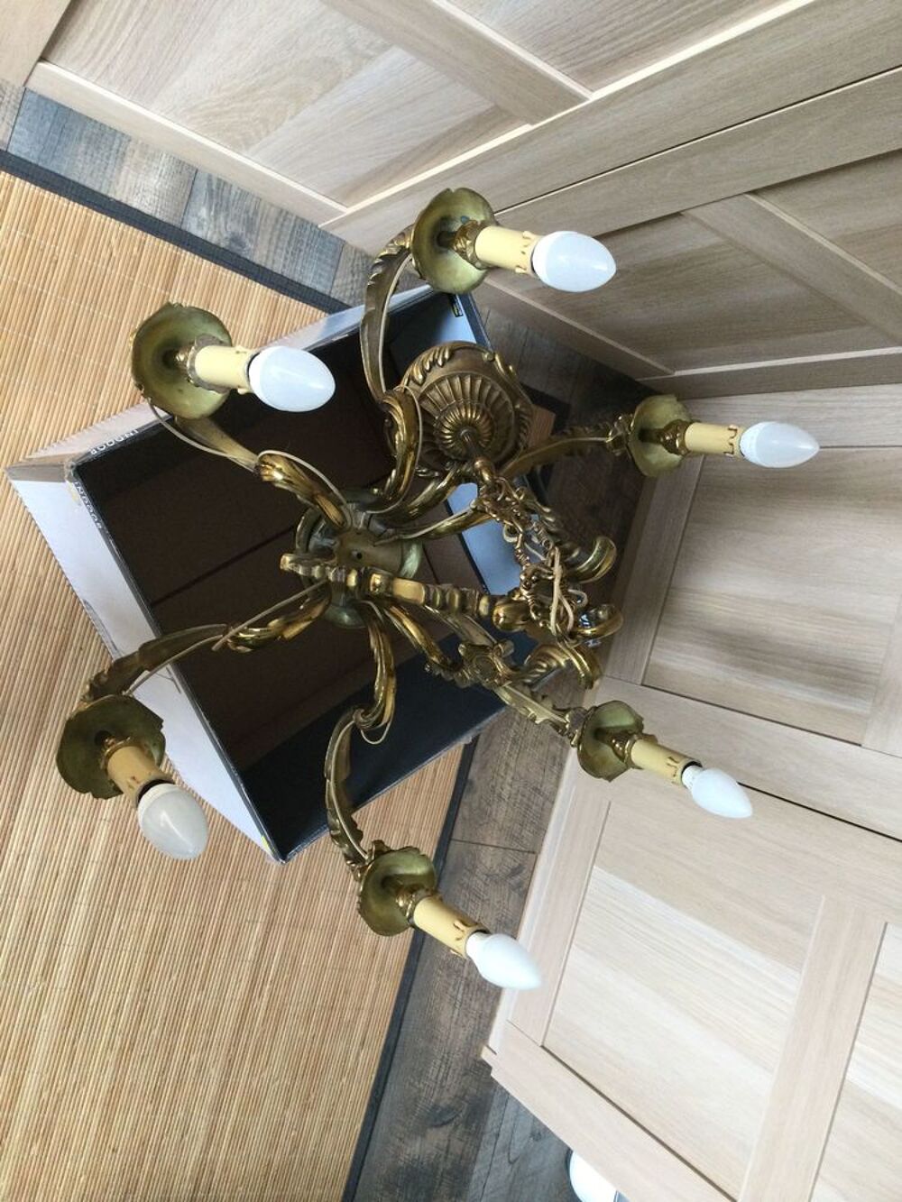 lutte en bronze 6 lampes Dcoration