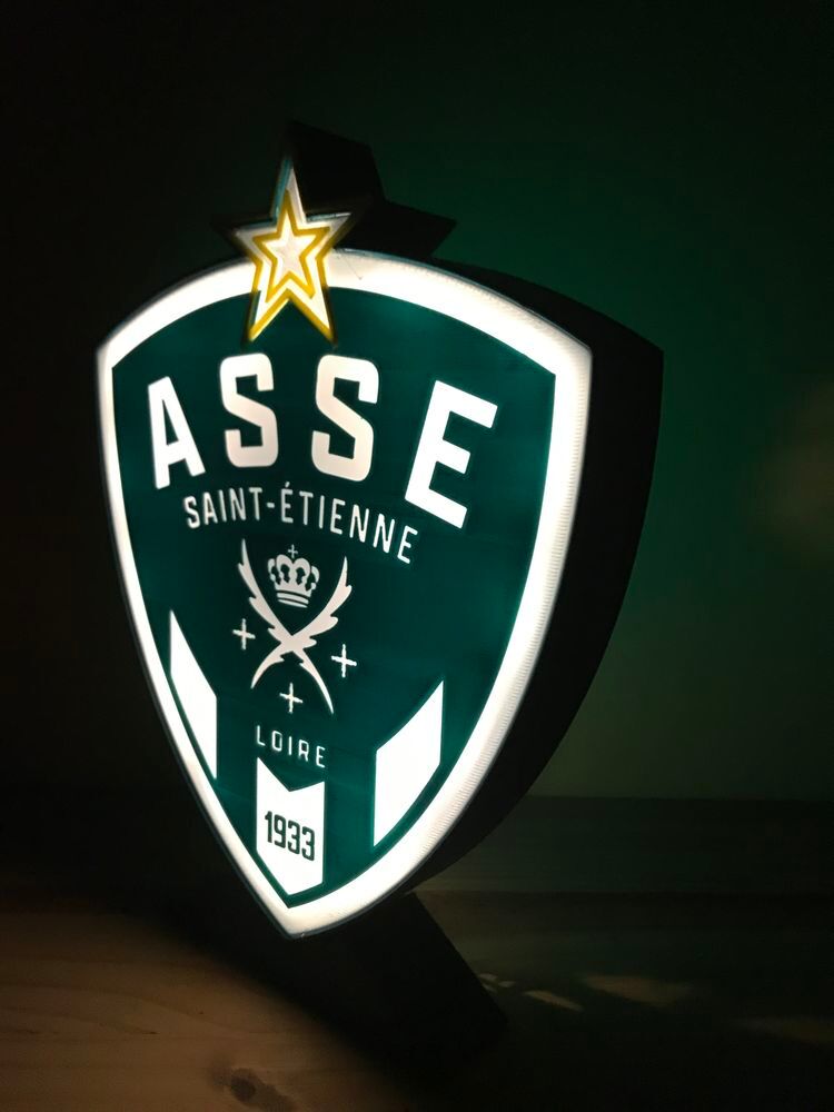 PANNEAU LUMINEUX LOGO FOOTBALL ASSE SAINT ETIENNE PUB LED 40x30cm