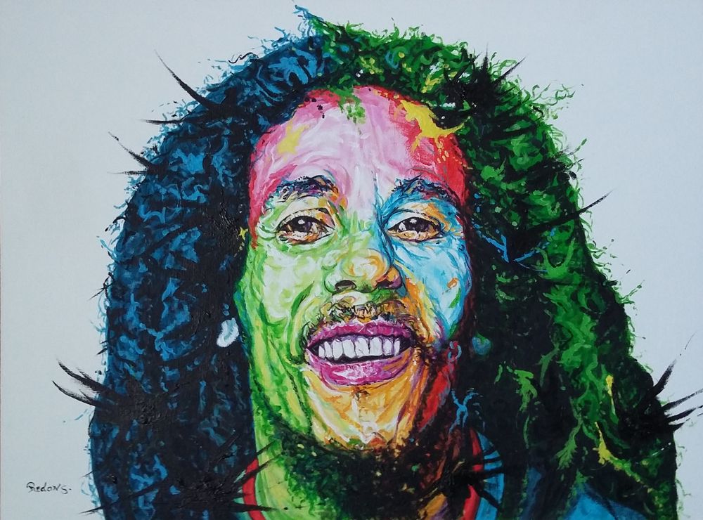 Tableau : peinture : portrait de BOB MARLEY Décoration