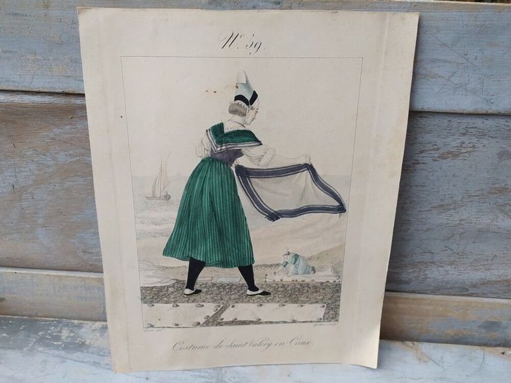 5 Gravures Anciennes Costumes Saint Valery en Caux Normandie 
