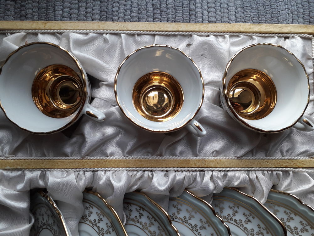 Coffret tasses &agrave; caf&eacute; moka porcelaine L. Michelaud Limoges Cuisine