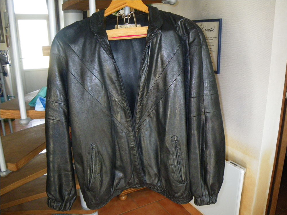 Blouson et Pantalon Cuir Noir Agneau tr&egrave;s fin V�tements