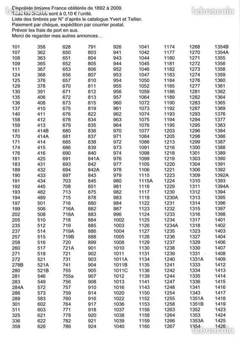 Dispoliste timbres France oblit�r�s de 1892 � 2009
1 Aillevillers-et-Lyaumont (70)