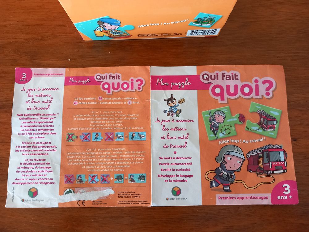 Mon puzzle Qui fait quoi OXYBUL EVEIL 3 ans et plus Jeux / jouets