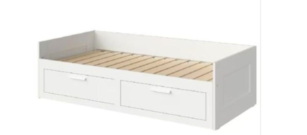 Lit banquette 2 places (structure), blanc, 80x200 cm + Meubles