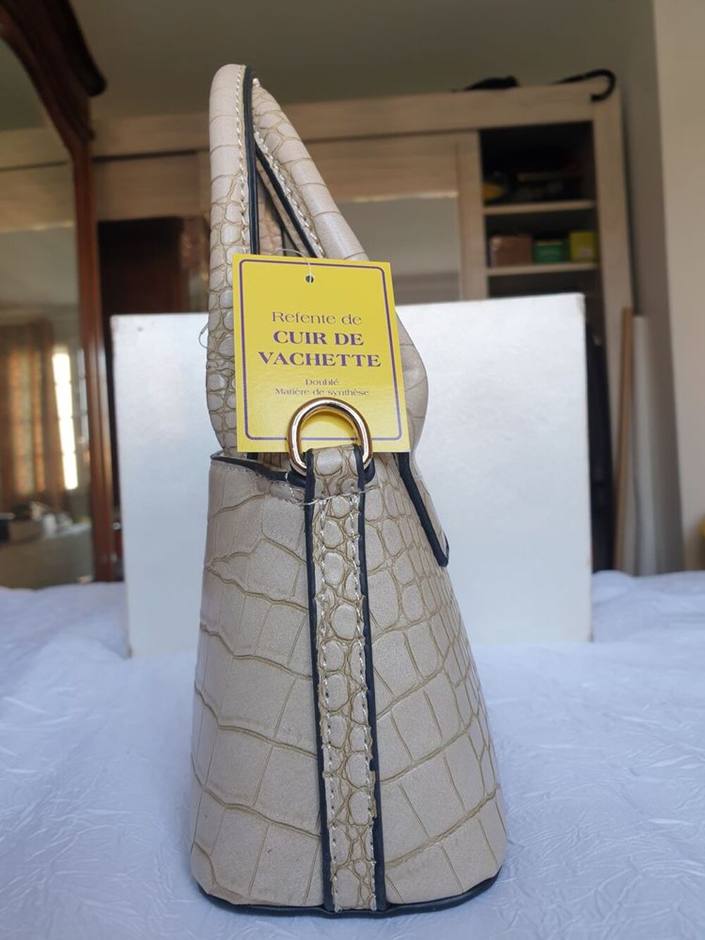 Petit sac &agrave; main beige Maroquinerie