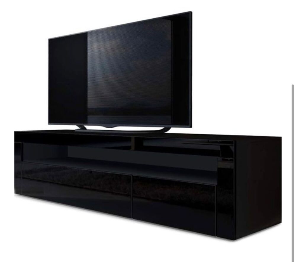 MEUBLE TV NOIR LAQU&Eacute; Meubles