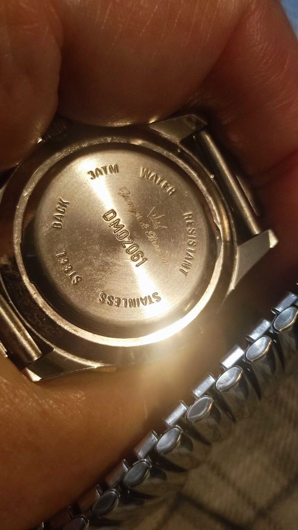 Superbe montre acier vintage fond bleu. bracelet m&eacute;tal Bijoux et montres