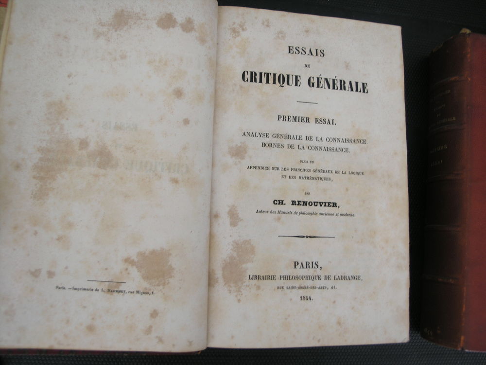  RENOUVIER, Ch. Livres anciens #5 RARES !!! 