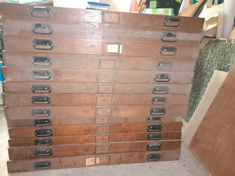 Tiroirs chene issue d'une ancienne imprimerie Bricolage