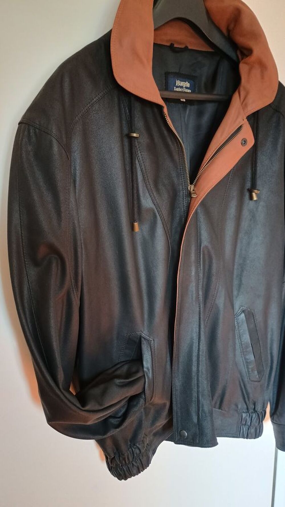 Blouson italien cuir noir Vêtements