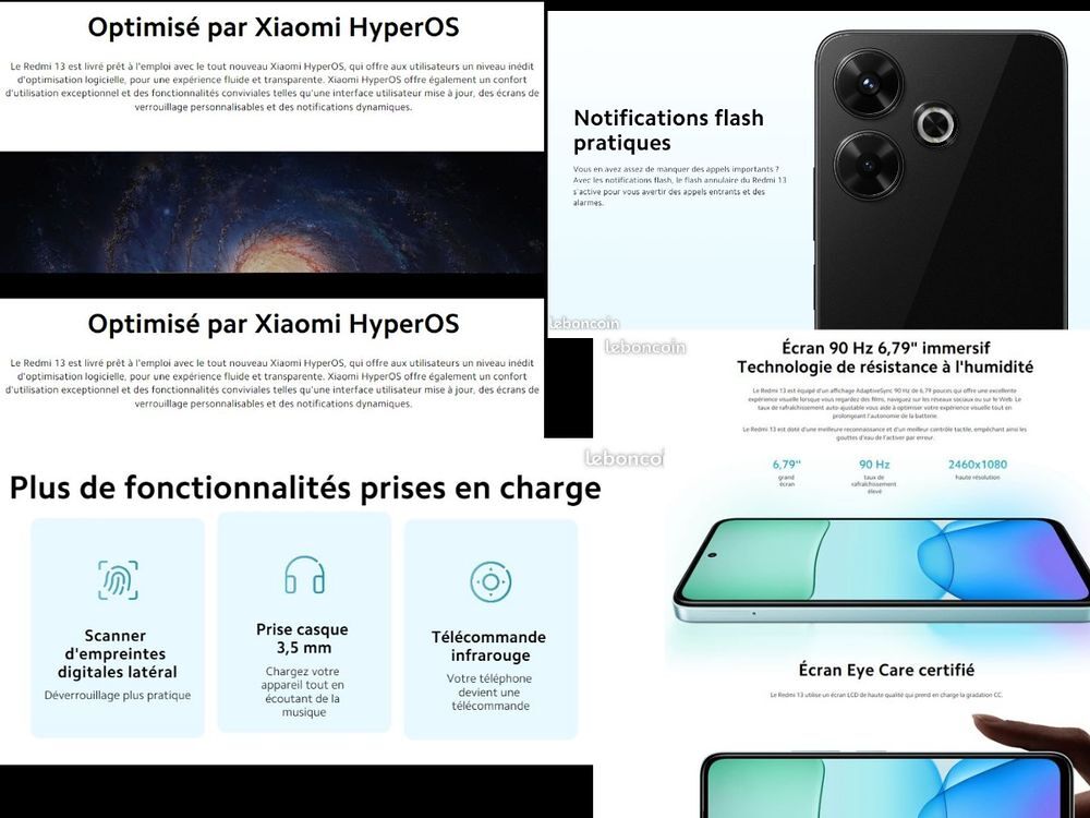 Xiaomi Redmi 13 Midnight Black 8GB RAM 256GB ROM Complet: Ch T�l�phones et tablettes