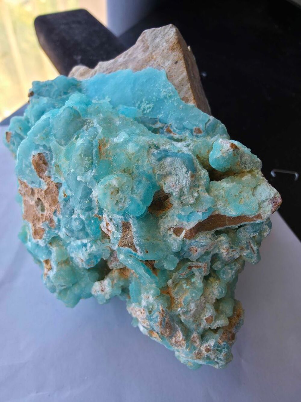 Superbe H&eacute;mimorphite Bleue Turquoise Cristallis&eacute;e-Katanga RDC-496g 