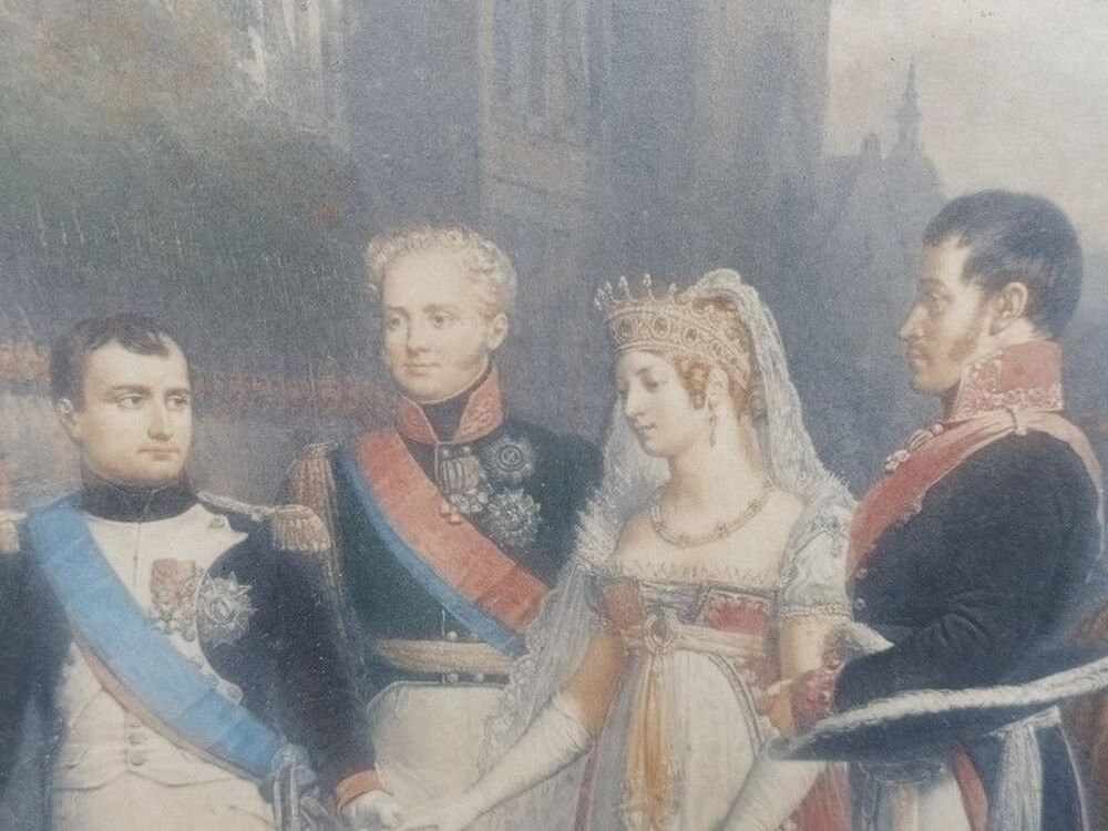 Gravure Napol&eacute;on 1er Re&ccedil;oit la Reine de Prusse &agrave; Tilsit 