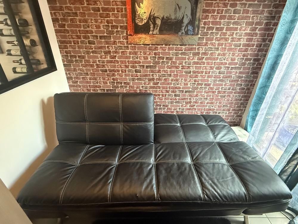 canap&eacute; convertible 200 x 120 cm simili cuir Meubles
