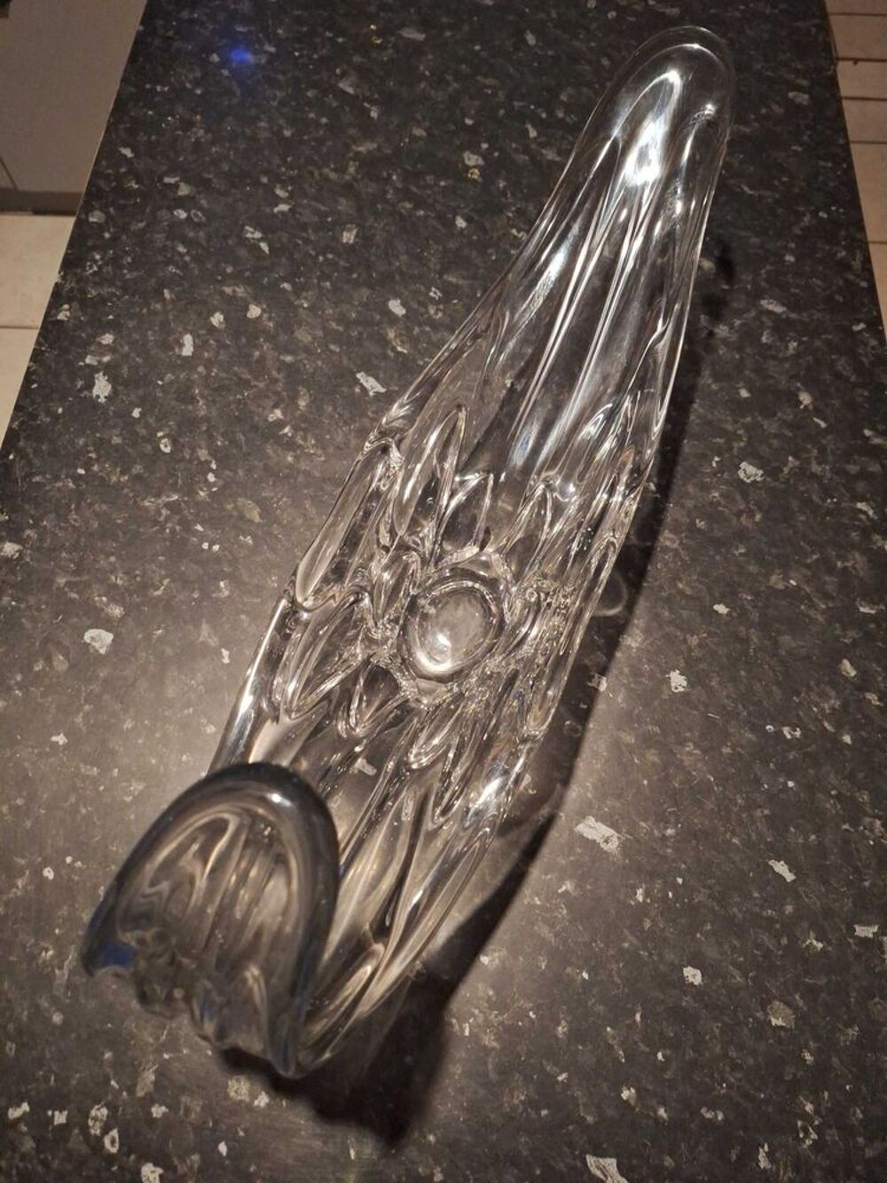 Grande coupe centre de table vintage en cristal d'art (Style Daum / Vannes-le-Ch&agrave;&cent;tel) €" 57 cm Décoration