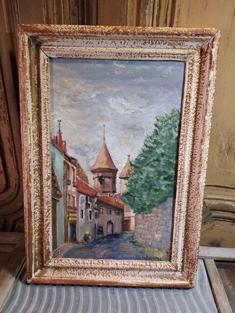 Ancien Tableau Paysage Rue de Langogne Lozère 60 Loches (37)