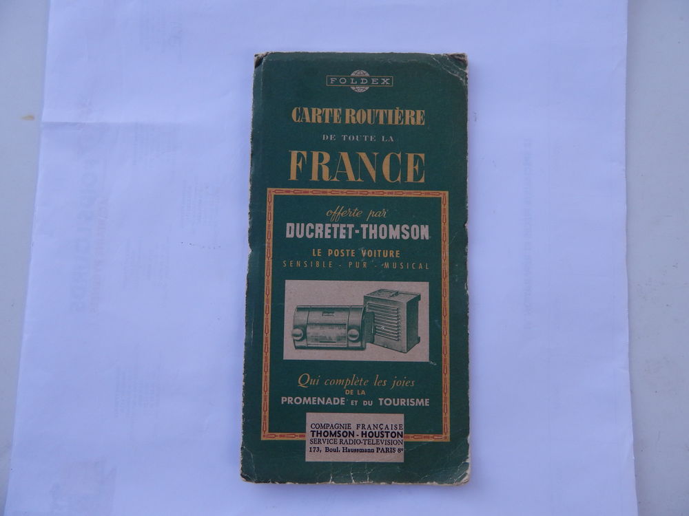 carte routi&egrave;re publicitaire DUCRETET -THOMSON 