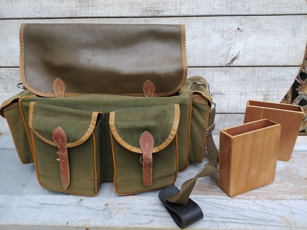 Ancien Sac de P&ecirc;che &agrave; Bandouli&egrave;re Sacoche P&ecirc;cheur Sports