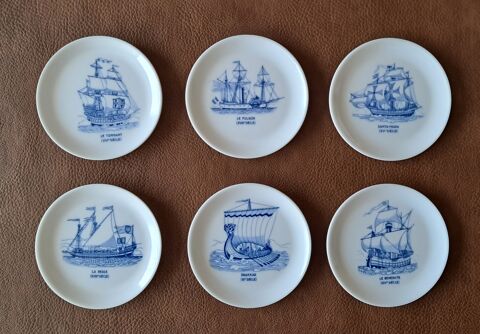 lot de 6 soucoupes en plastique mélanine bateaux coraline  10 Carnon Plage (34)