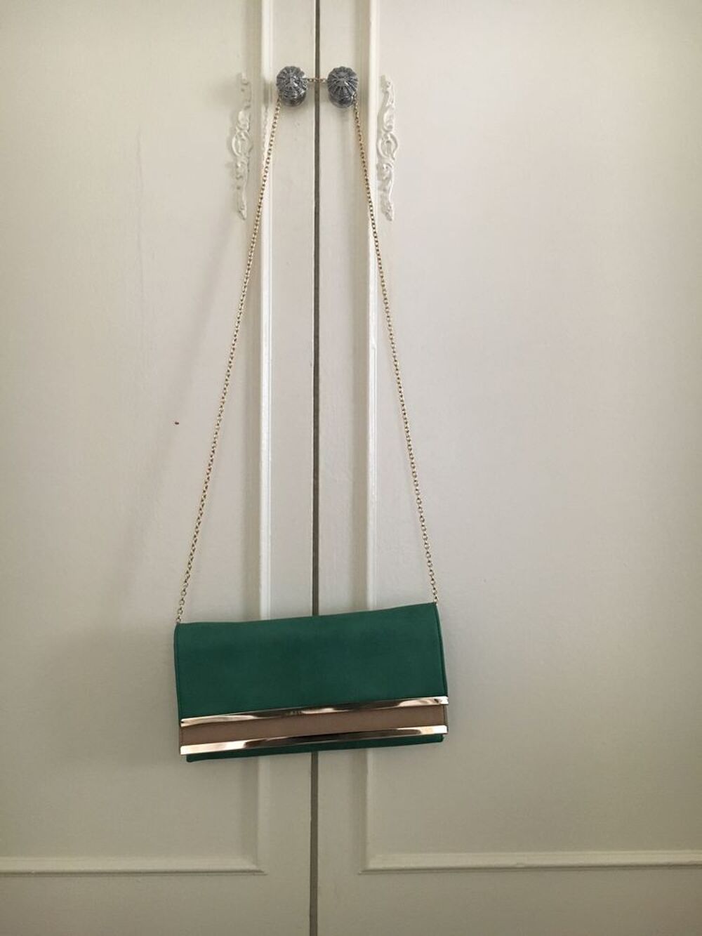 Sac bandouli&egrave;re cha&icirc;ne, vert et or Maroquinerie