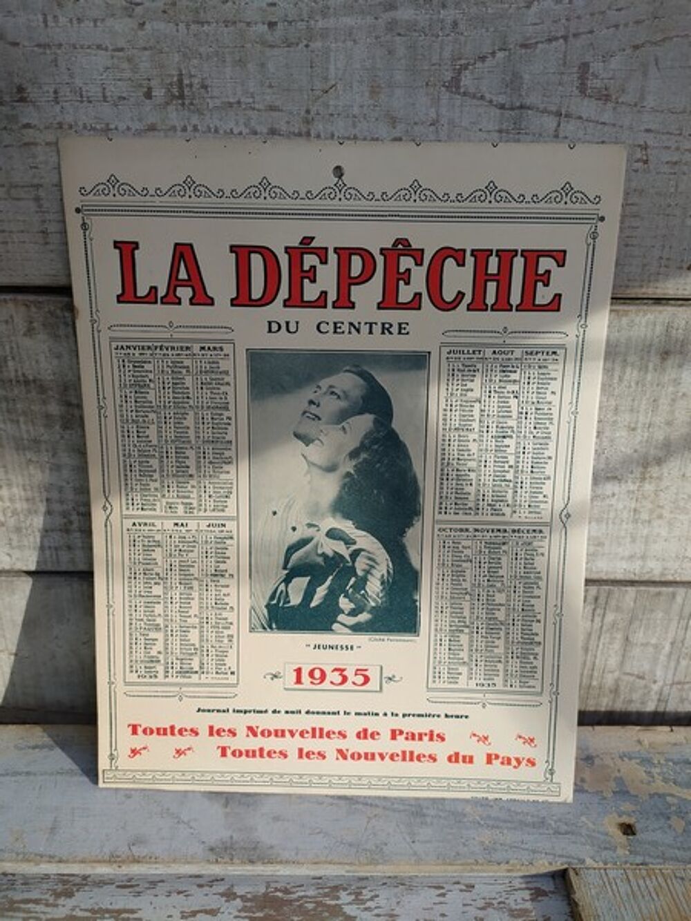 Ancien Calendrier La D&eacute;p&ecirc;che du Centre 1935
