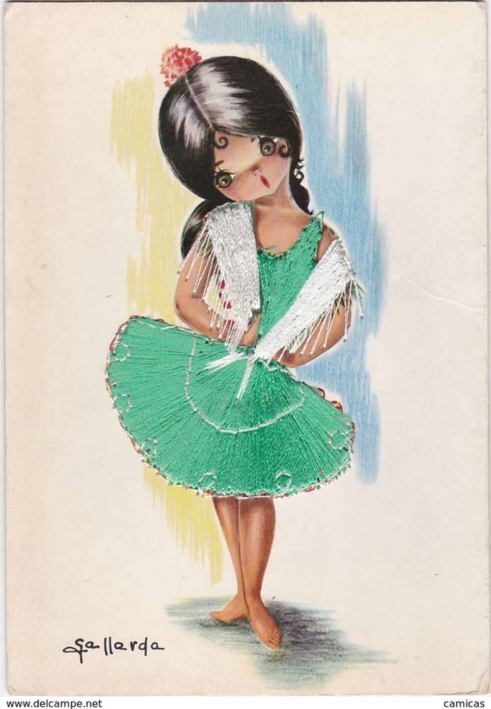 2 CARTES POSTALES BROD&Eacute;ES Costume Folklore Espagne 