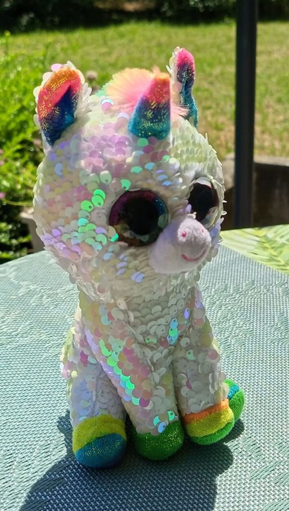 Peluche Licorne TY Fiona 16 cm Mod&egrave;le Rare Tout en Ecaille Jeux / jouets