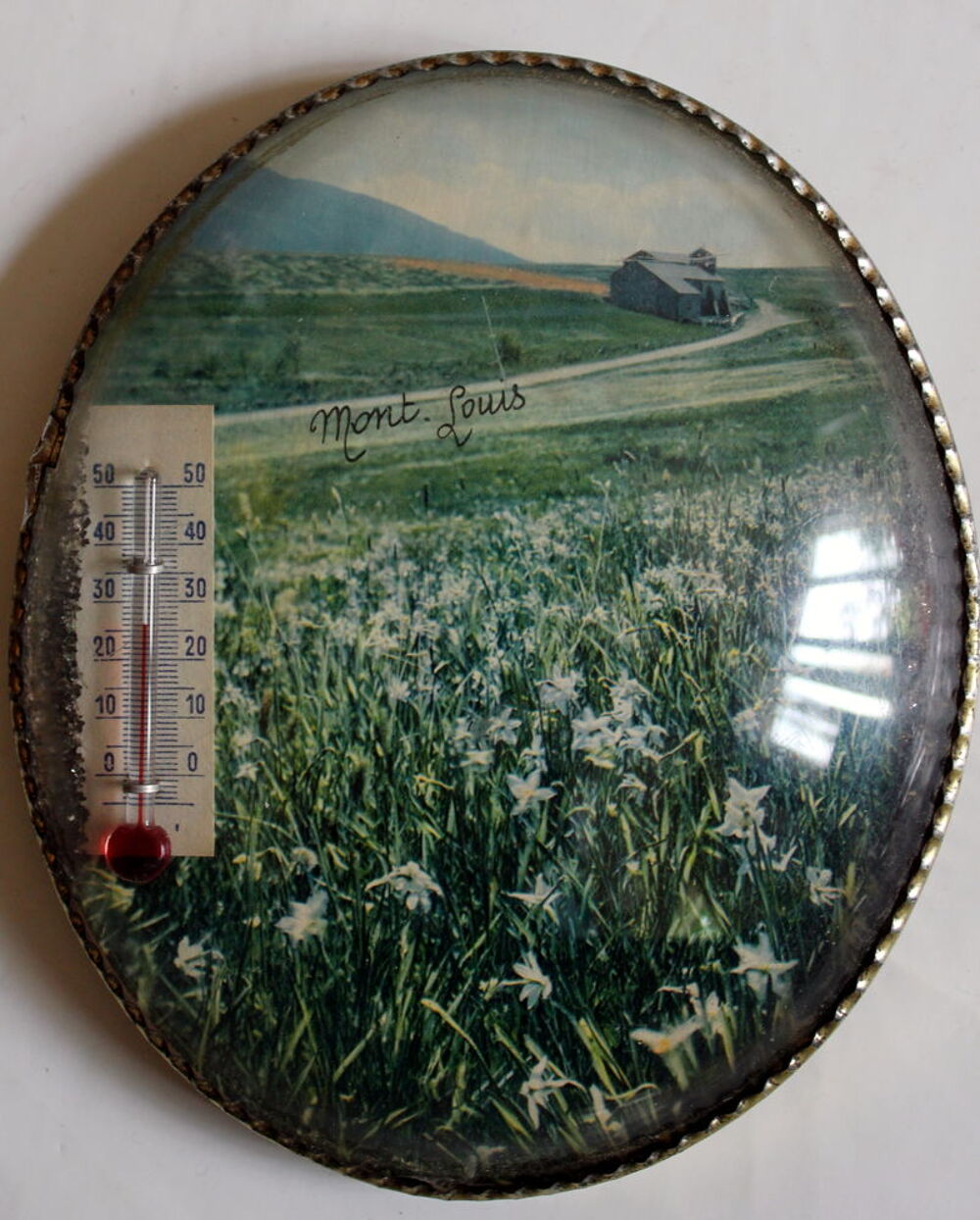 Cadre verre bomb&eacute; MONT LOUIS paillettes et Thermom&egrave;tre Décoration