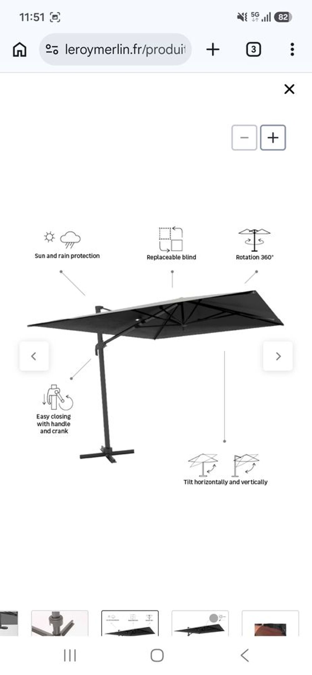 Parasol d&eacute;port&eacute; Jardin