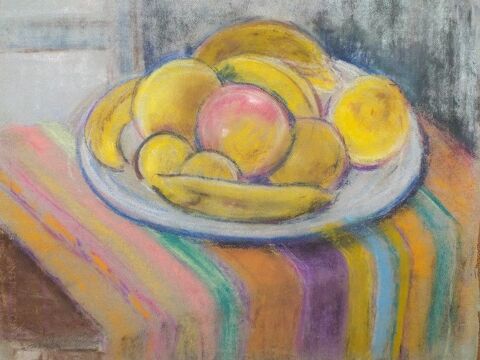 Tableau Dessin Pastel Nature Morte aux Fruits� 1 Loches (37)