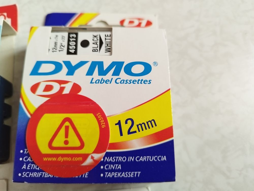 2 Dymo &eacute;tiquettes original 12mm X 7 m noir et blanc Bricolage