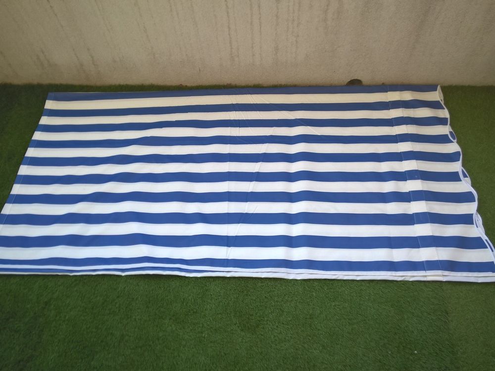 store banne bleu et blanc Jardin
