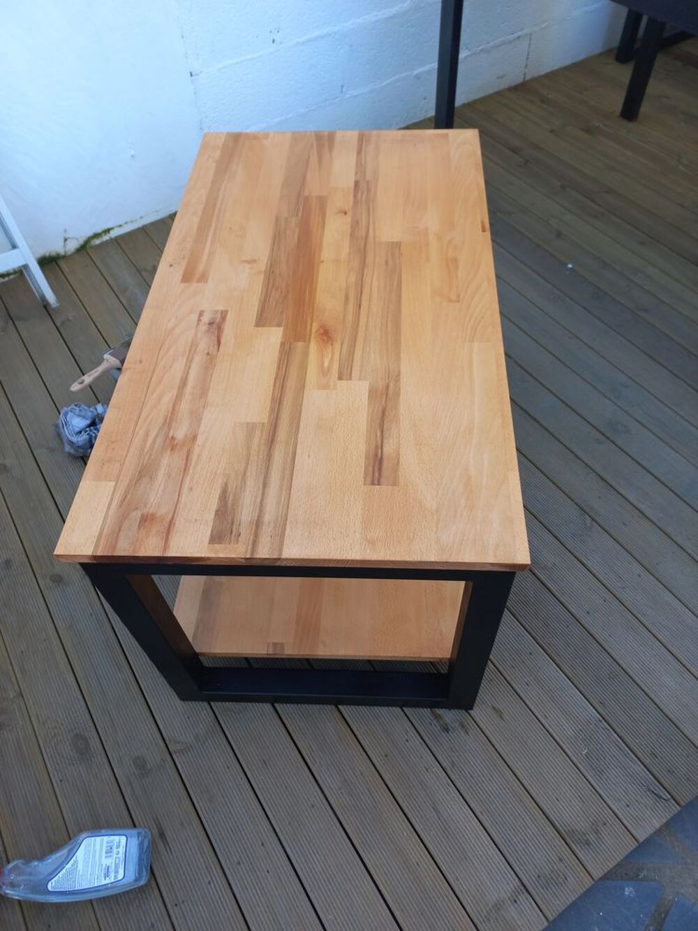 table basse fait mains en fer et bois Meubles