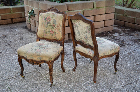 paire de chaises de style Louis XV en noyer massif 630 Pantin (93)