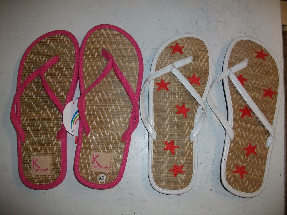 Tongs Blanc et Fuchsia pt 38-neuves Chaussures