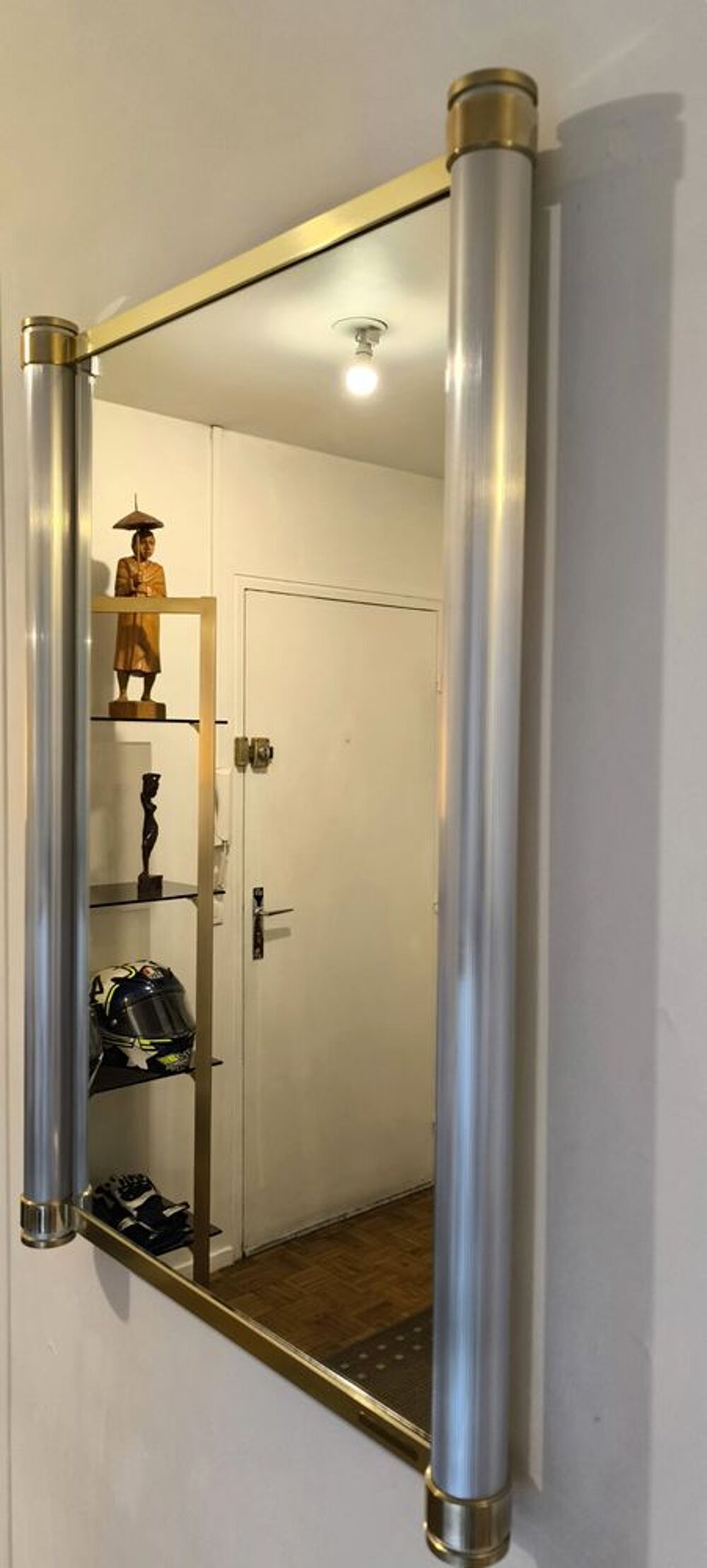 Tr&egrave;s beau et rare grand miroir design 1970's sign&eacute; D�coration