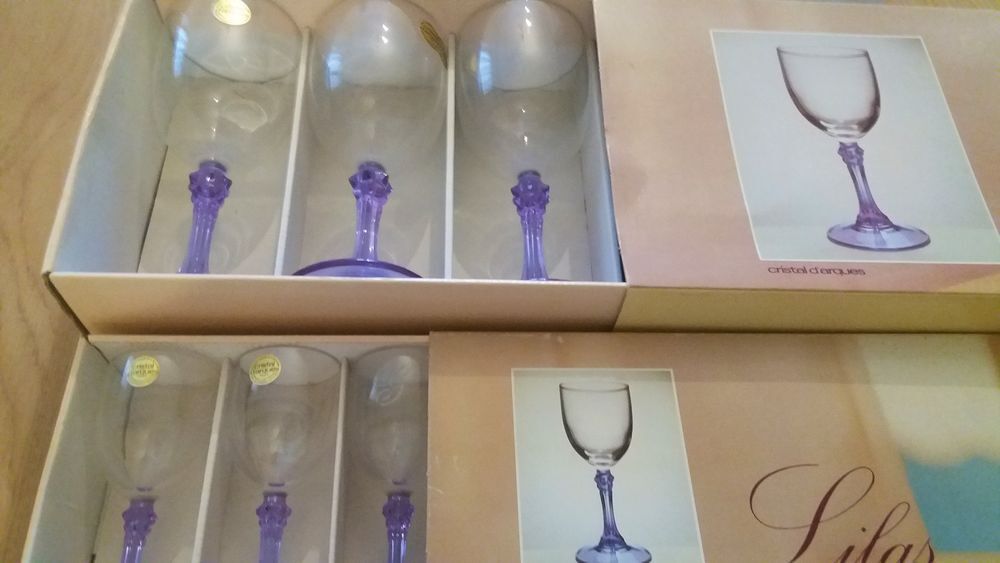 48 verres grav&eacute;s lettre G en cristal d'Arques - Rare Cuisine