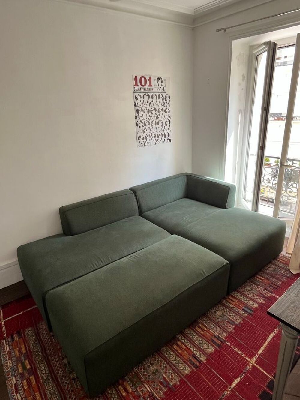 Canap&eacute; d'angle modulable BOBOCHIC MEGEVE vert + pouf - Excellent &eacute;tat Meubles